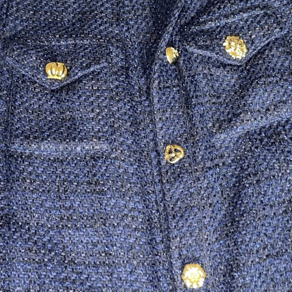 NWT Pinko Valerie stretch-knit cardigan navy blue/black with gold buttons size M - Picture 8 of 12
